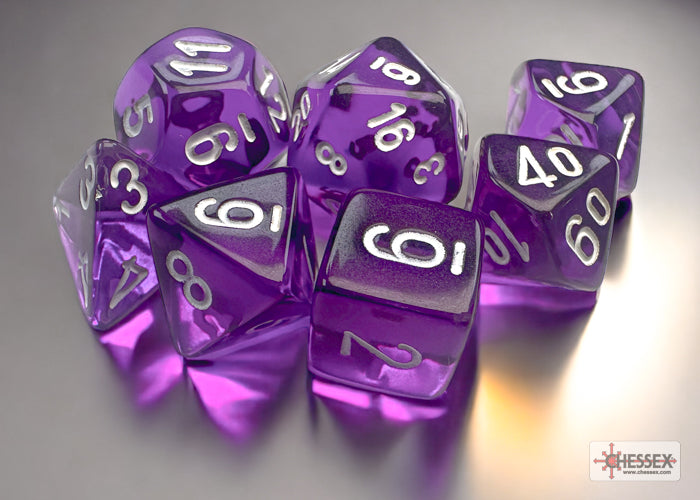 Chessex - Translucent Purple / White Mini Polyhedral Die Set