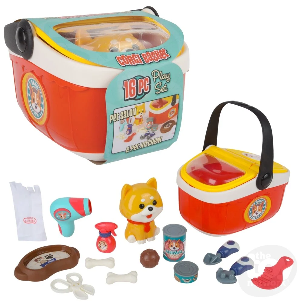 Pet Corgi Basket Playset