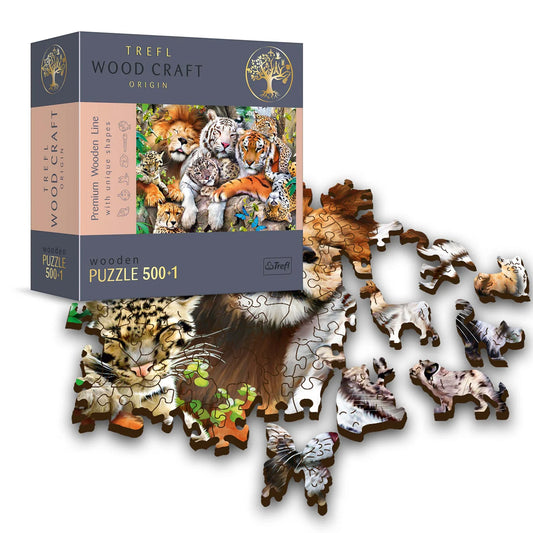 Wooden Puzzle: Wild Cats in the Jungle, 501 Pieces