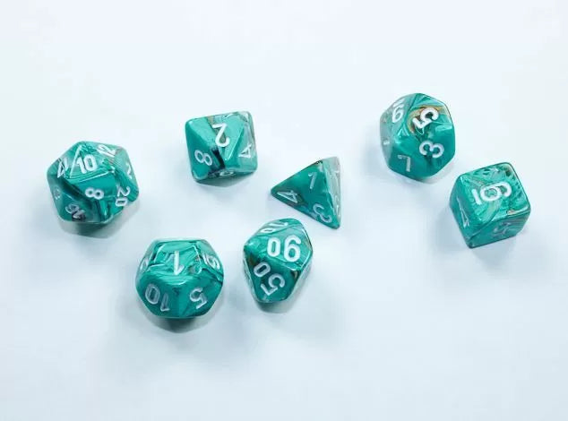 Chessex - Marble Oxi-Copper / White Mini Polyhedral Die Set