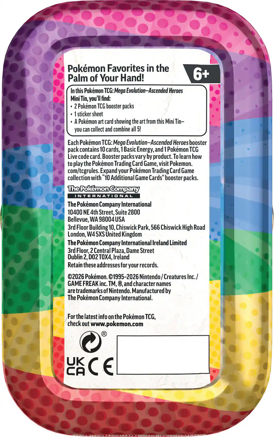 Pokémon TCG - Mega Evolution - Ascended Heroes Mini Tin (Style May Vary)