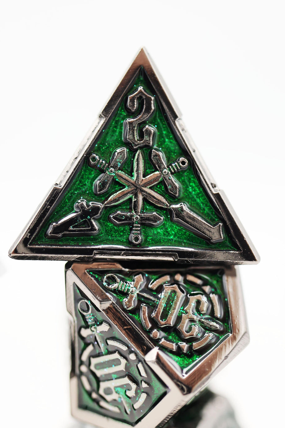 Foam Brain - Crossed Swords: Enchanted Forest Sword - Metal RPG Dice Set