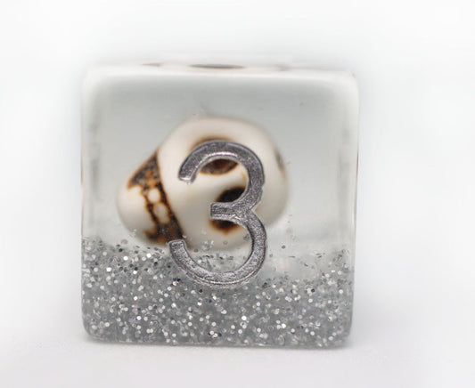 Foam Brain - Skull and Silver Glitter RPG Dice Set