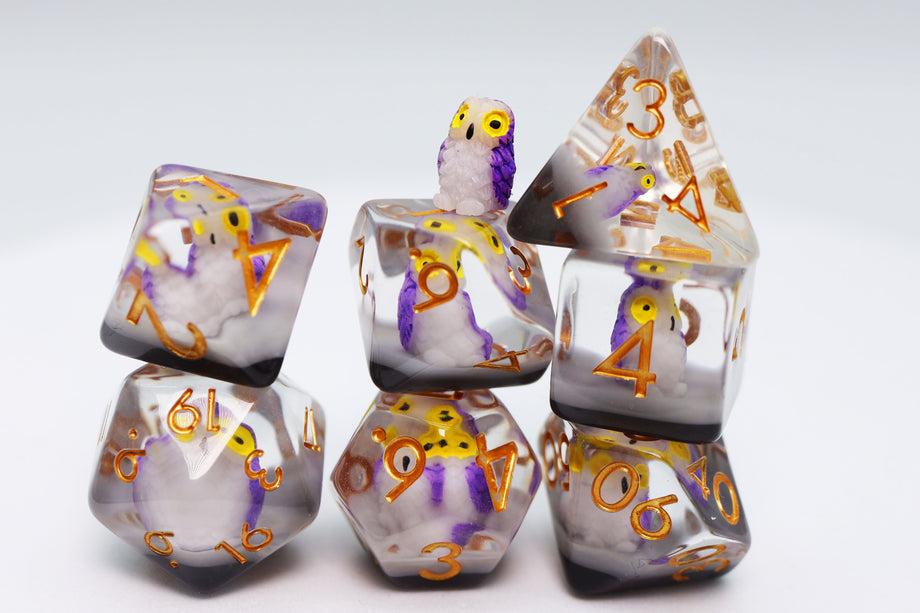 Foam Brain - Purple Owl Dice Set