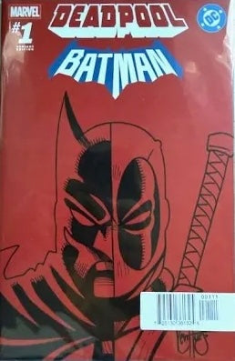 Df Marvel DC Deadpool Batman #1 Red Blank Variant Signed And Remarked By Ken Haeser With Split Sketch