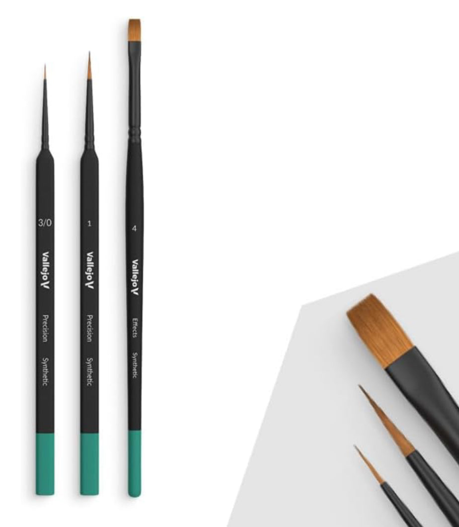 Vallejo Precision B03990 Starter Set (Round No.1, Triangular 3/0, Flat Synth. No.4)