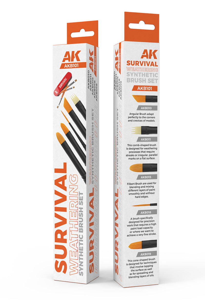 AK Interactive Survival Weathering Brushes Set (5 Brushes)