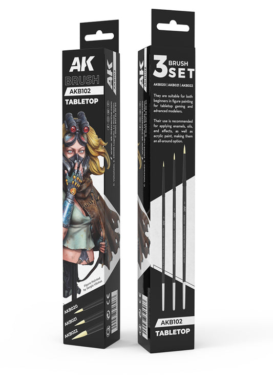 AK Interactive Tabletop Syntethic Brushes Set (3 Brushes)