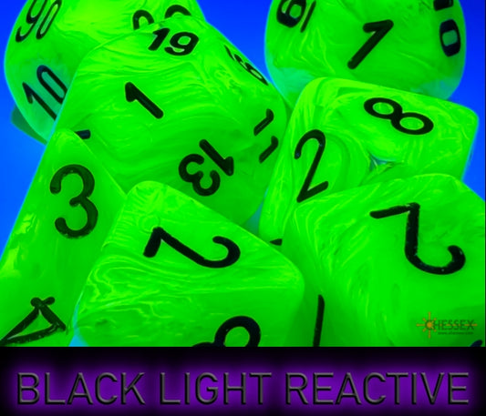 Chessex - Vortex Bright Green/Black Mega-hedral 7-Die Set