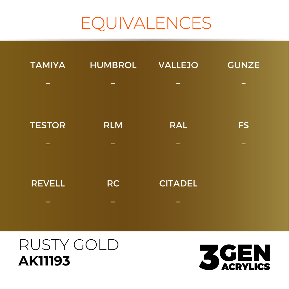 AK Interactive 3G Acrylic Paint: Rusty Gold - Metallic