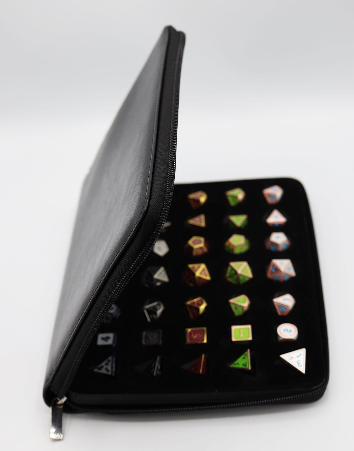 BLACK LEATHERETTE FOLIO DICE CASE
