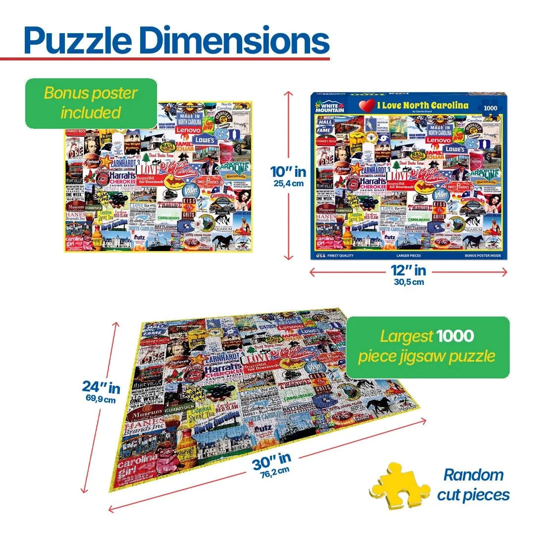 White Mountain Puzzles - I Love North Carolina