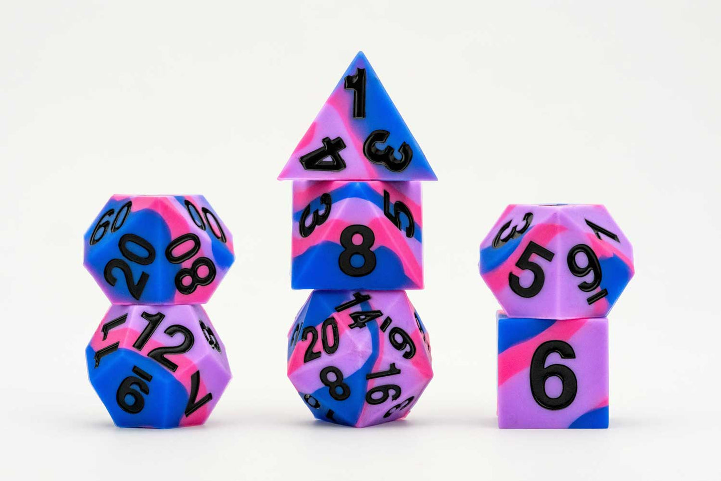 FanRoll- Sharp Edge Silicone Rubber Dice Set: Bisexual Pride Flag