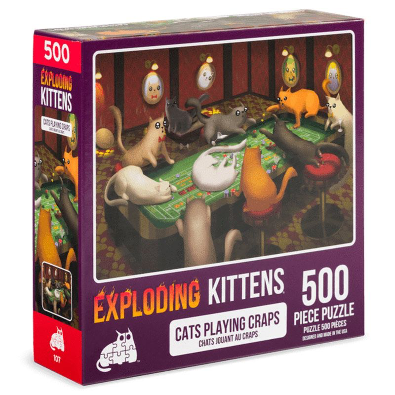 Exploding Kittens - 500 Piece Puzzle, Cats Playing Craps