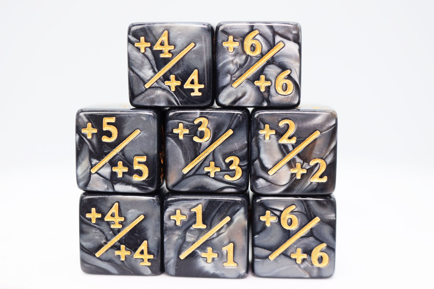 Foam Brain - +1/+1 PEARL BLACK COUNTERS FOR MAGIC - SET OF 8