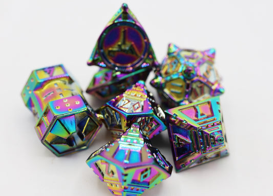 Foam Brain - Dice 51: Holographic Projection - Metal RPG Dice Set
