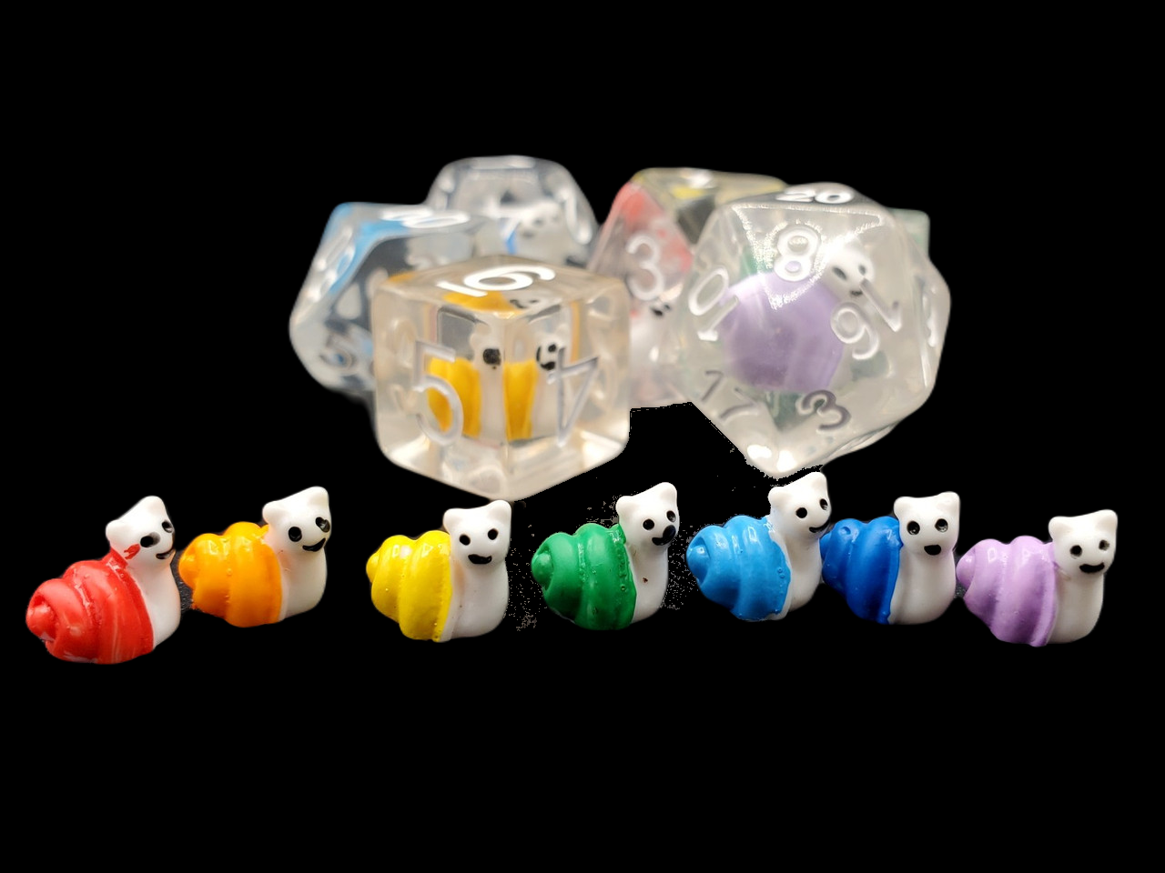 7 Piece DnD RPG Dice Set: Animal Kingdom - Snail Rainbow