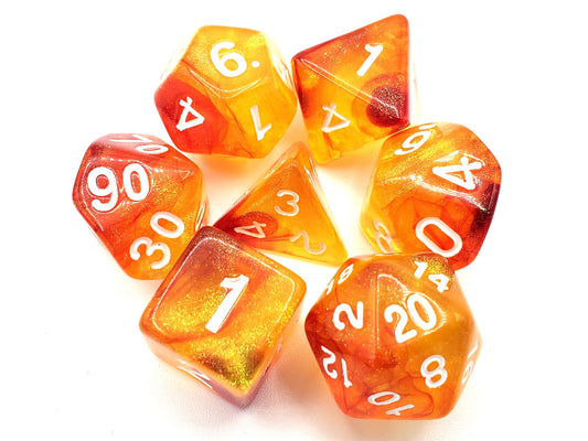 7 Piece DnD RPG Dice Set: Galaxy - Exploding Sun