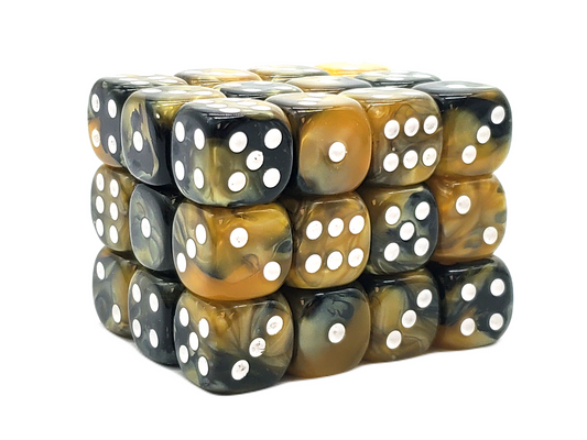 Old School 36ct 12mm D6 Dice Set: Vorpal - Black & Gold