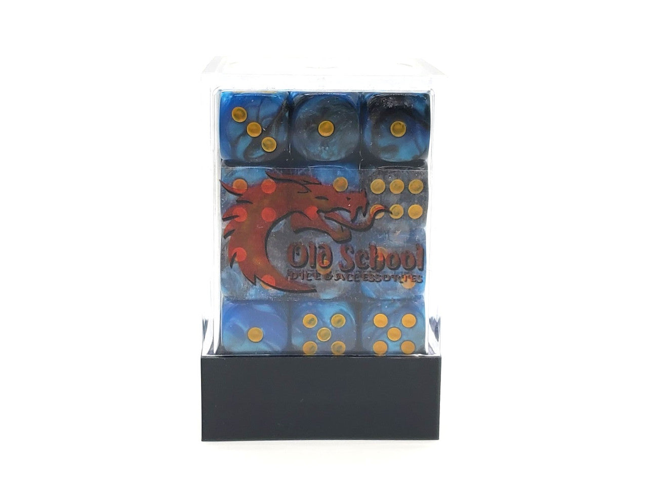 Old School 36ct 12mm D6 Dice Set: Vorpal - Black & Blue w/ Gold