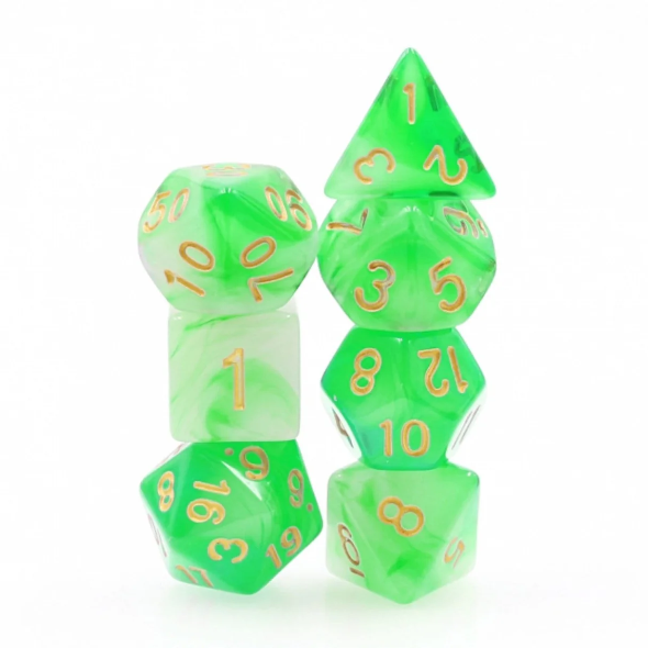 Foam Brain - Green Silk Translucent RPG Dice Set