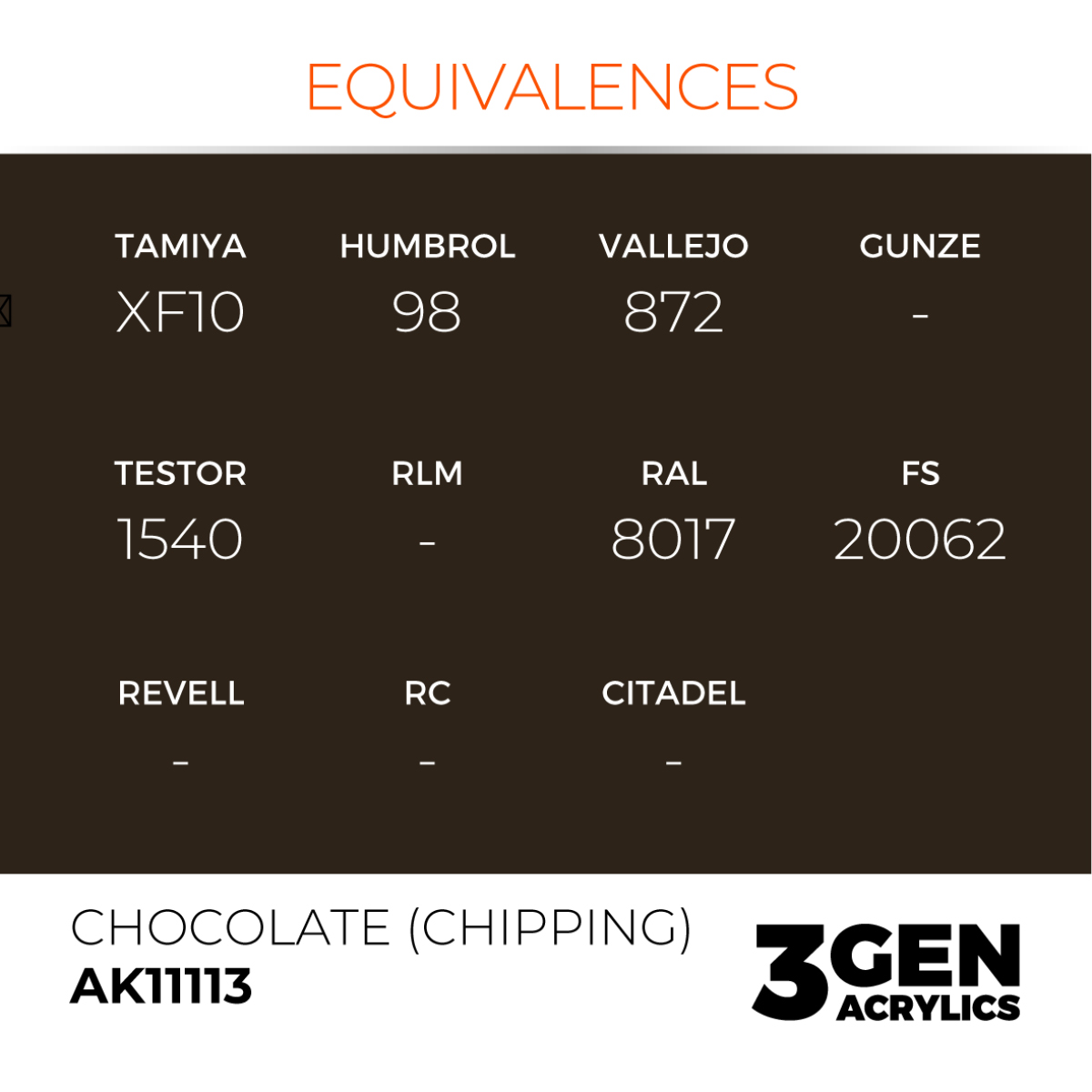AK Interactive 3G Acrylic Paint: Chocolate (Chipping) - Standard