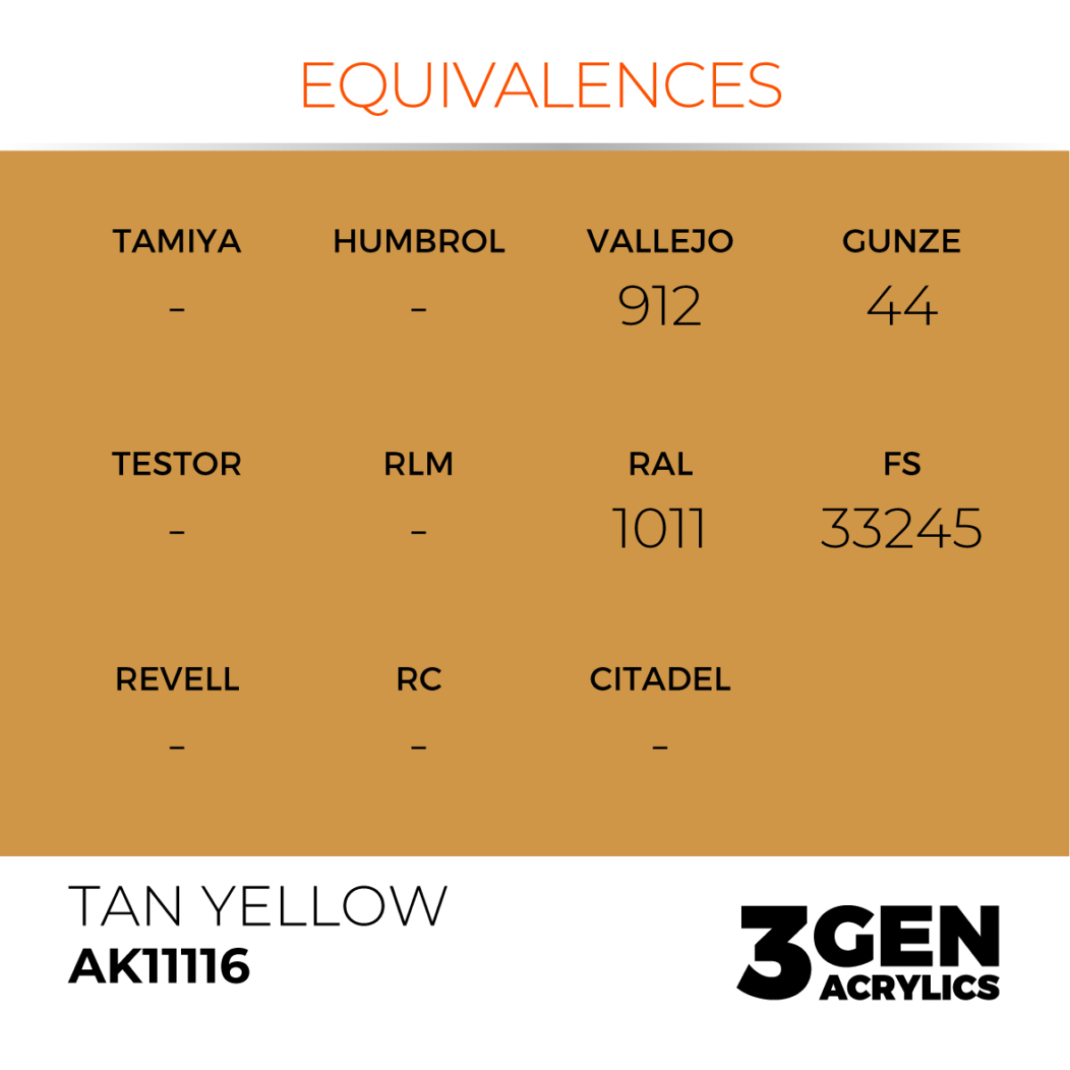 AK Interactive 3G Acrylic Paint: Tan Yellow - Standard