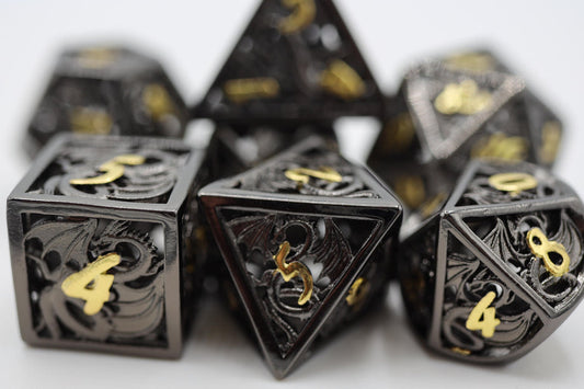 Foam Brain - Dragon Essence: Night - Hollow Metal RPG Dice Set