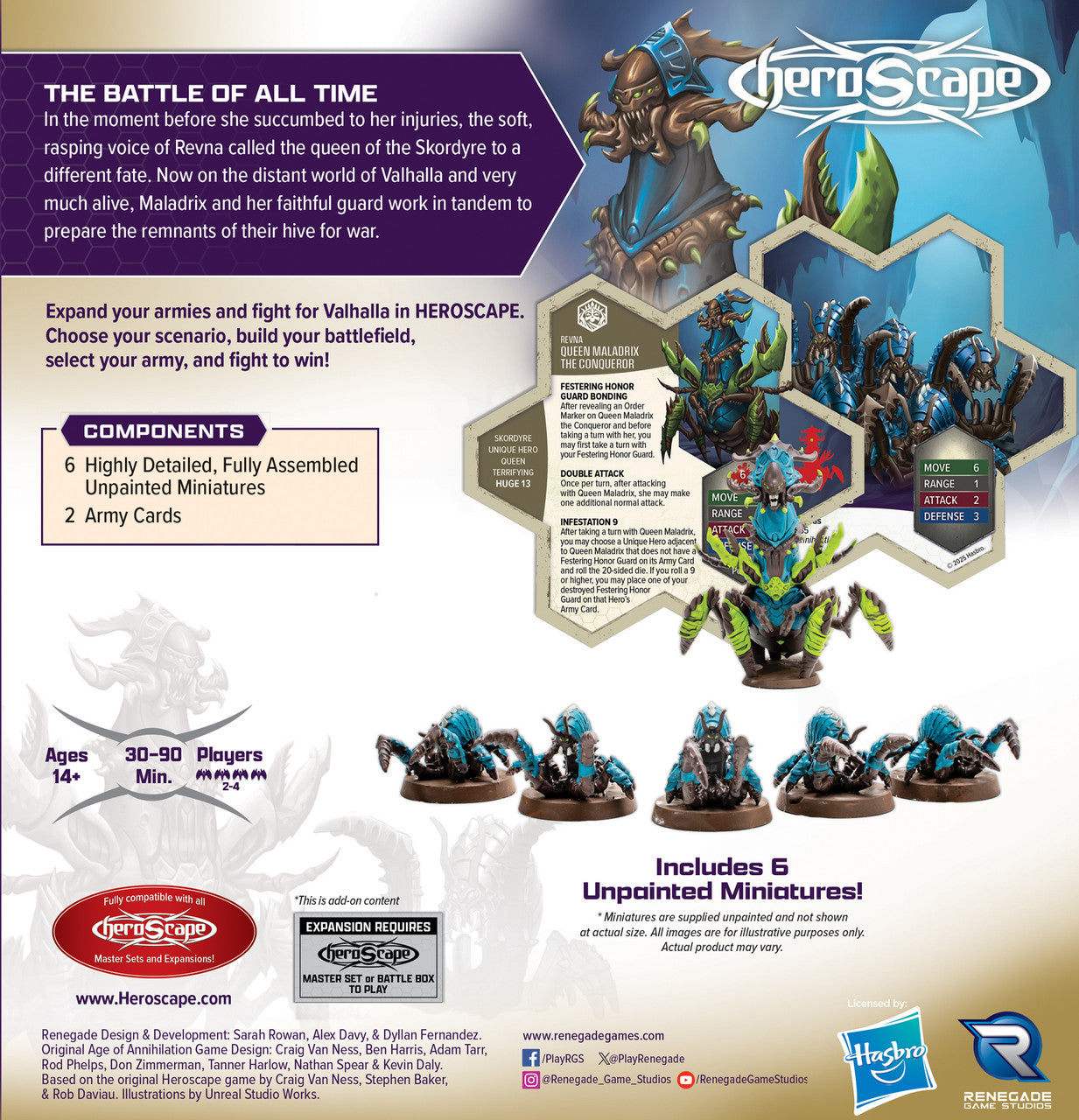 Heroscape: Rising Tide - Queen Maladrix and Festering Honor Guard Army Expansion