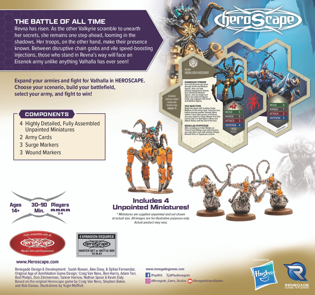 Heroscape: Army Expansion - Revna's Rebuke: Iron Lich Viscerot and Necrotech Wraithriders