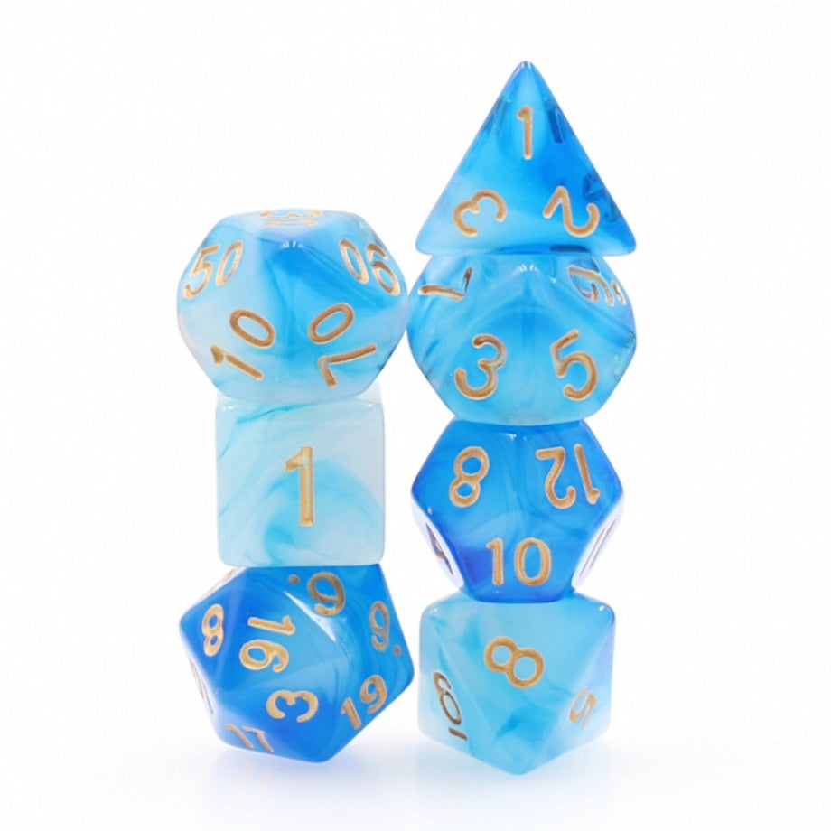 Foam Brain - Blue Silk Translucent RPG Dice Set