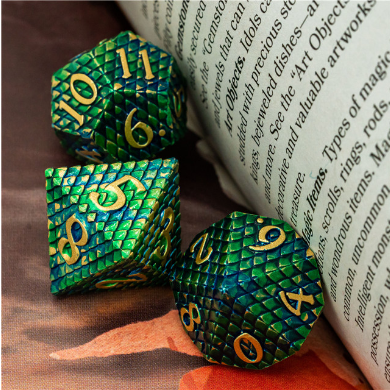 Foam Brain - Dragon Scale: Venom - Metal RPG Dice Set