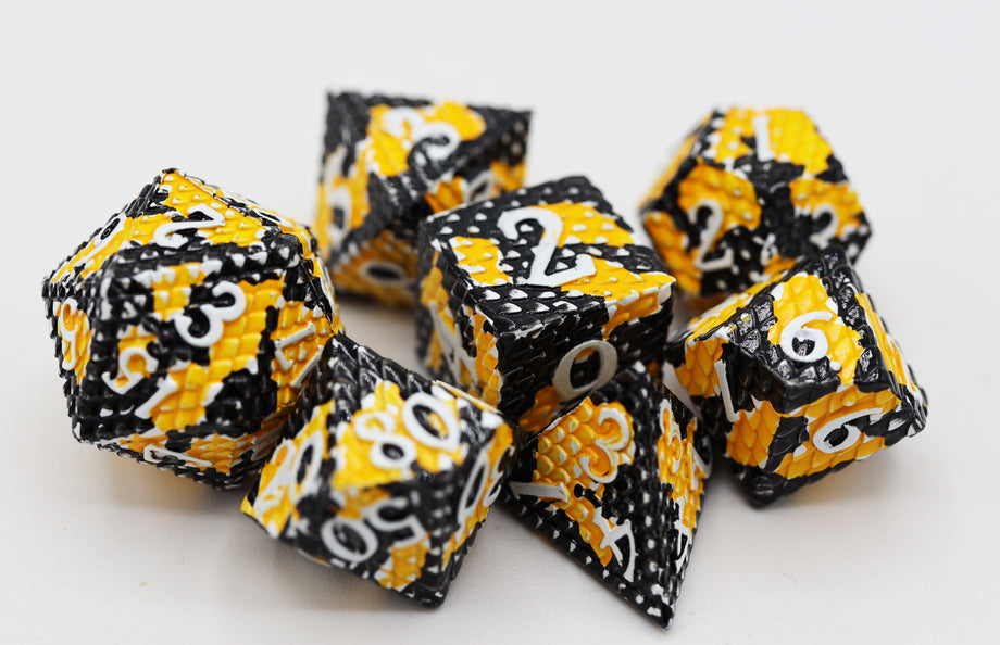 Foam Brain - Dragon Scale: Bumblebee - Metal RPG Dice Set