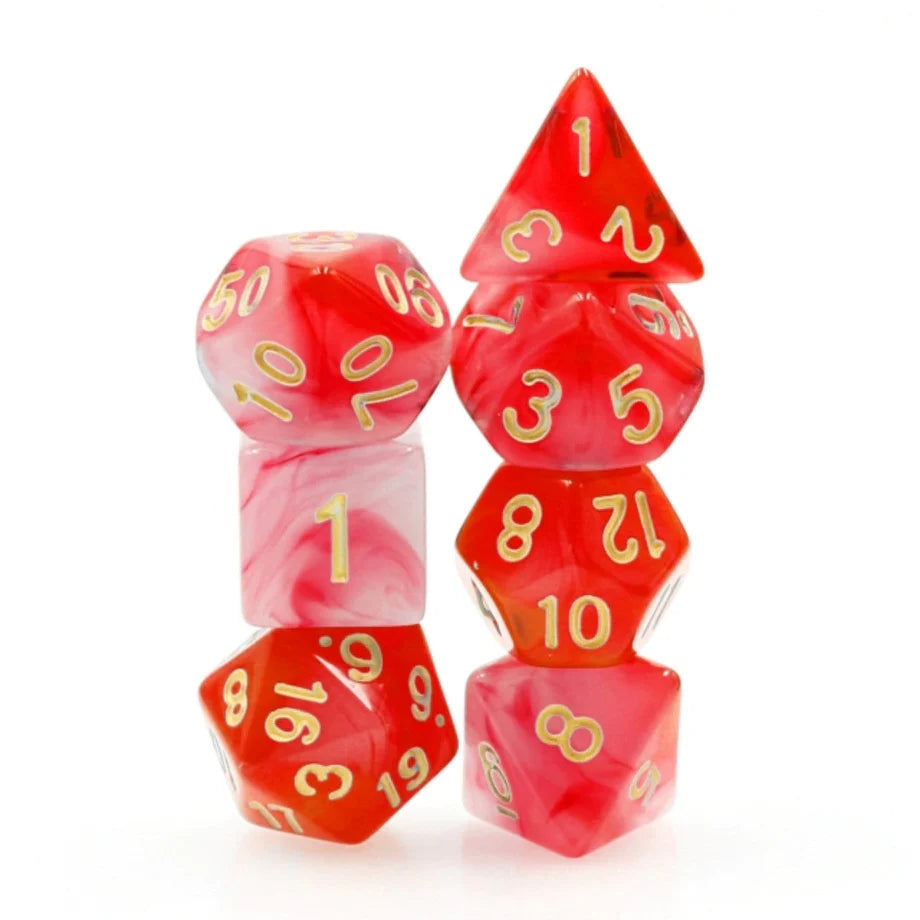 Foam Brain - Red Silk Translucent RPG Dice Set