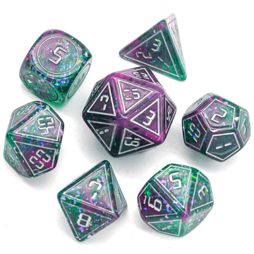 Foam Brain - Cybernated Pink & Green RPG Dice Set