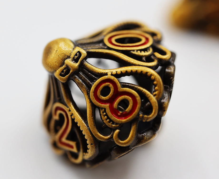 Foam Brain - Mind Eater: Gold - Hollow Metal RPG Dice Set