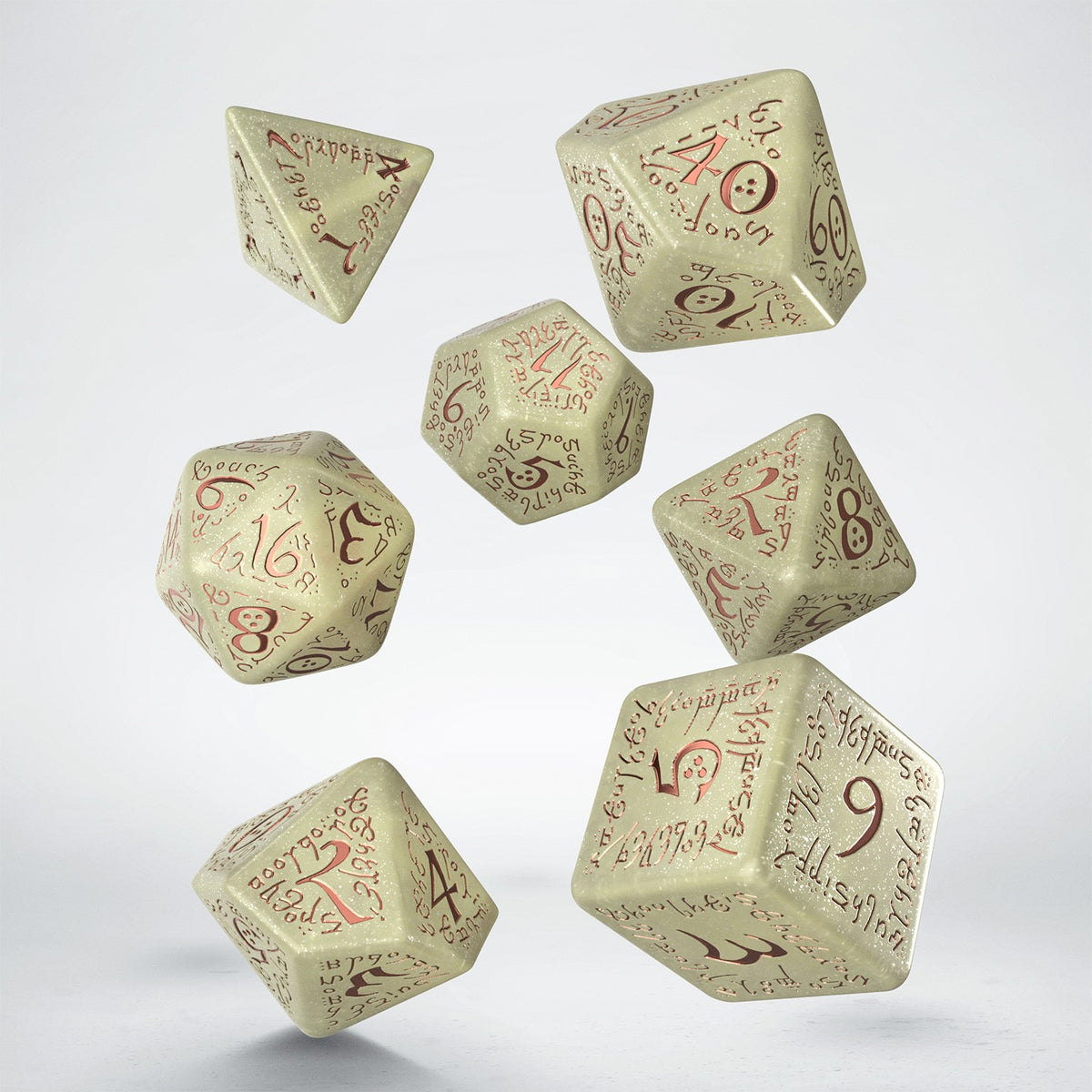 Elvish Shimmering Beige & Copper Jumbo Dice Set