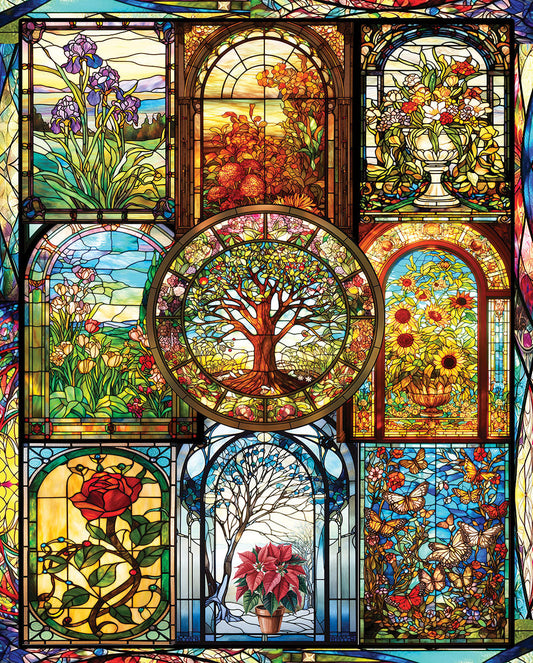 White Mountain Puzzles - Four Season Stained Glass