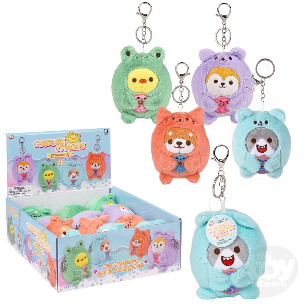 Plush Dressed Animals Backpack Clip On