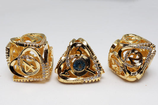 Hollow Hearts: Jeweled Gold - Metal RPG Dice Set