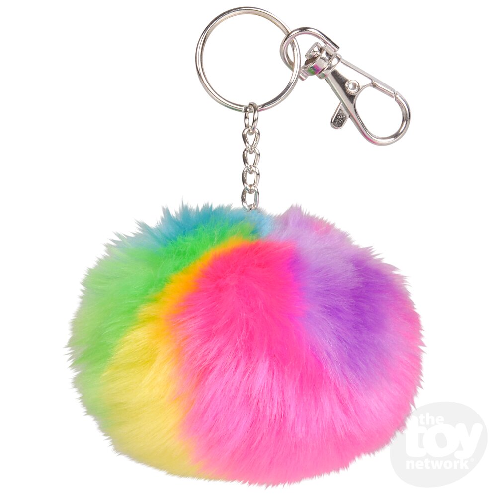 Rainbow Furry Pom Pom Clip-On
