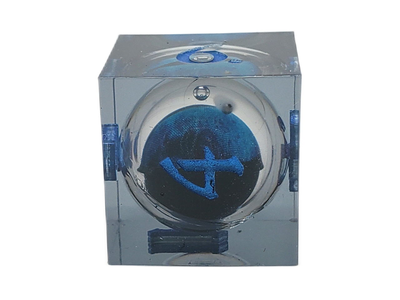 Old School Dice: Sharp Edged 7-Piece Dice Set - Liquid Infused - Serpent's Eye - Black w/ Blue Eye