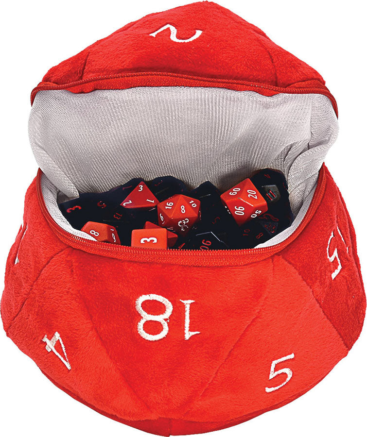 D&D - Red and White d20 Plush Dice Bag