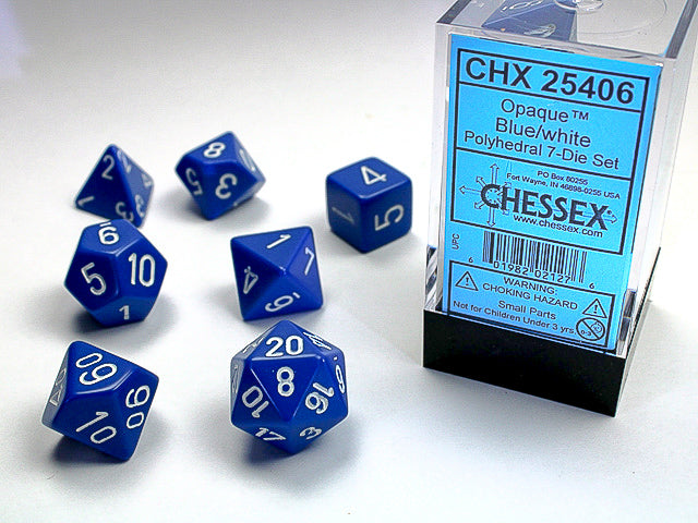 Chessex Opaque Blue/White-7 Die Set