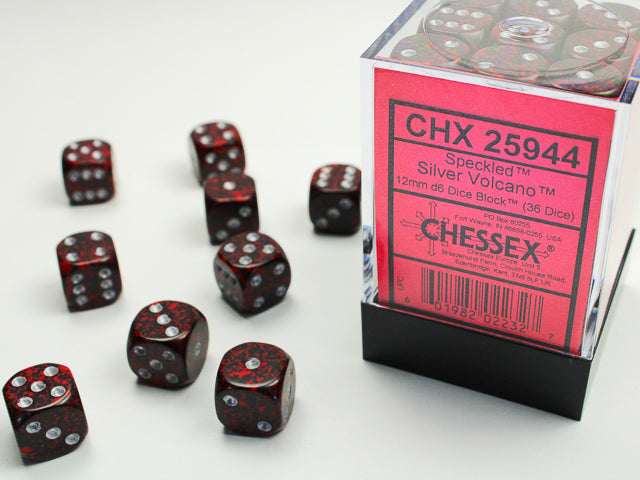 Chessex - Speckled Silver Volcano 12mm d6 Dixe Block (36 Dice)
