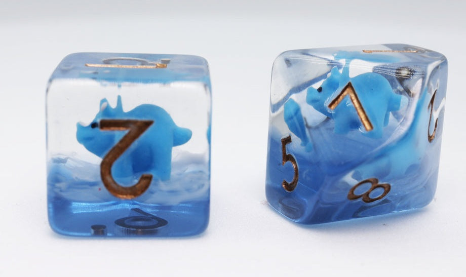 BLUE TRICERATOPS RPG DICE SET