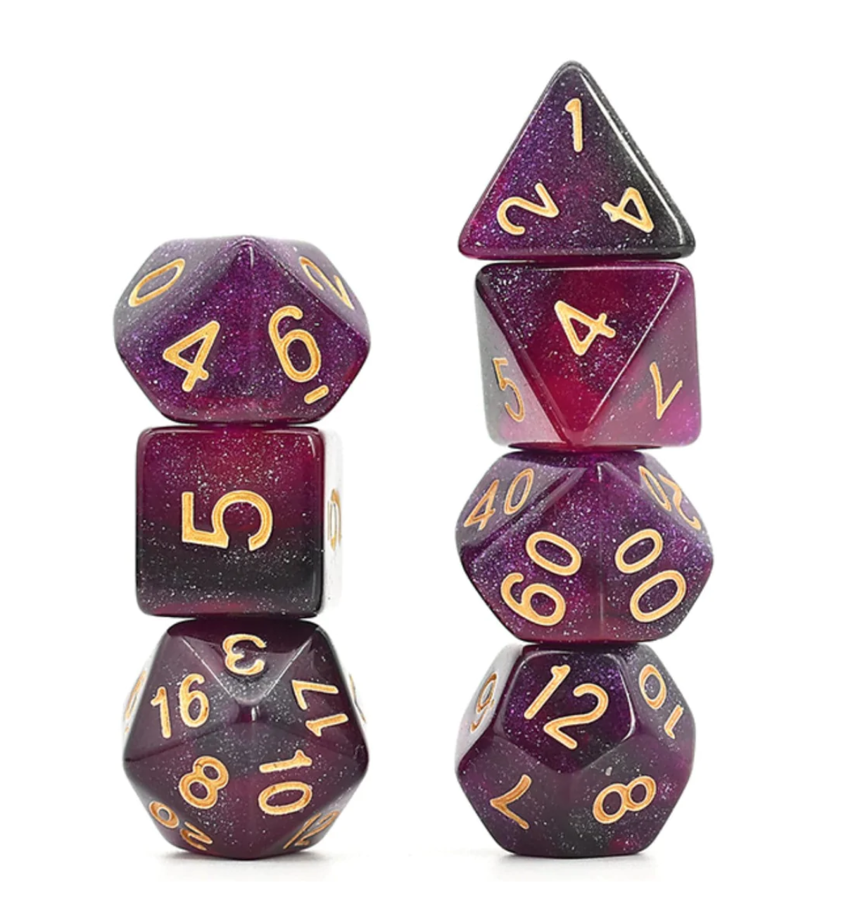 Foam Brain - Black & Purple Galaxy RPG Dice Set
