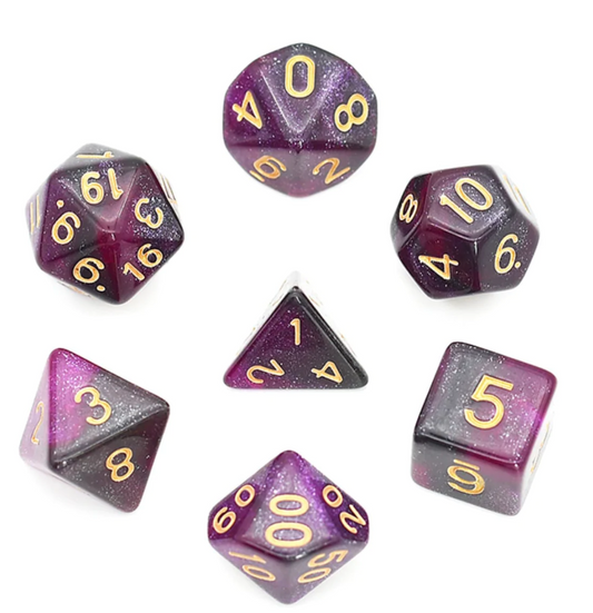Foam Brain - Black & Purple Galaxy RPG Dice Set