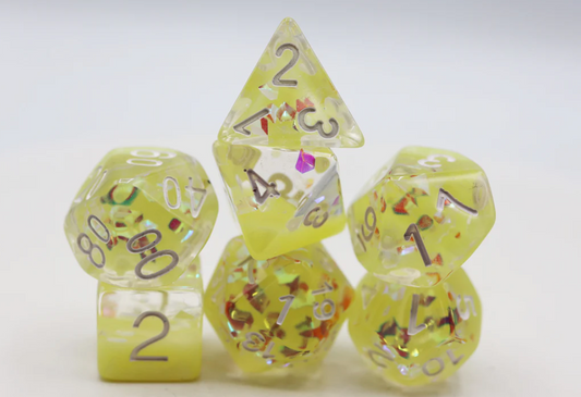 Foam Brain - Milk Yellow with Shimmer Diamond Filled RPG Dice