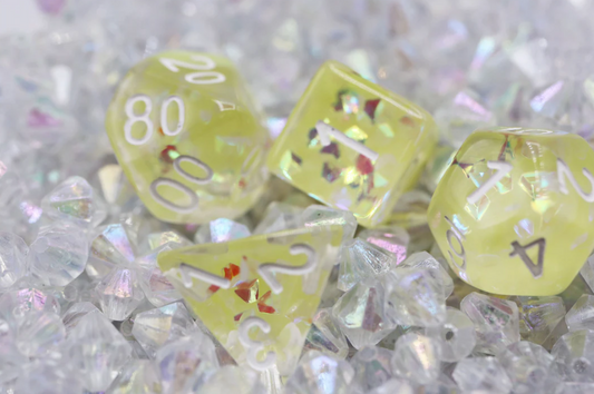 Foam Brain - Milk Yellow with Shimmer Diamond Filled RPG Dice